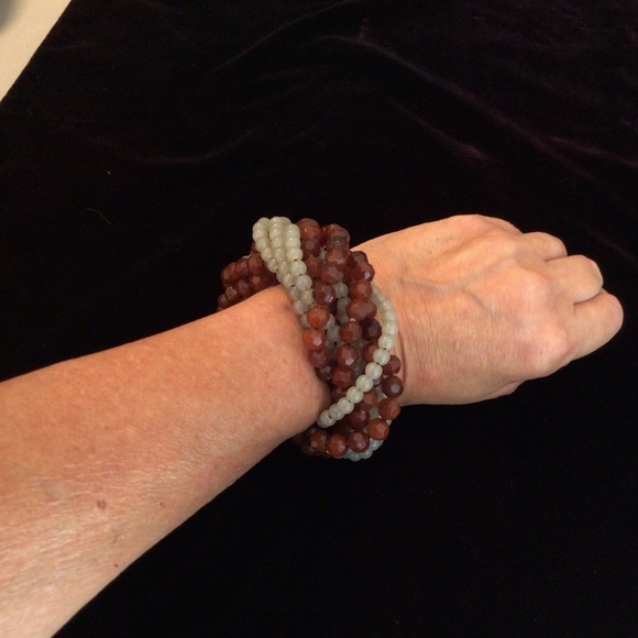 Brown and Gray-green Beaded Bracelet - Picture 5 of 6
